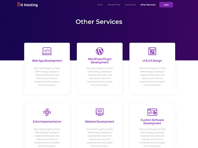 Bit Hosting Other Services Page Design