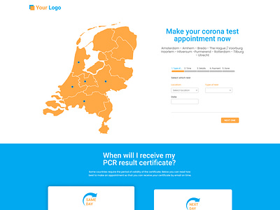 Corona Test Appointment Landing page design