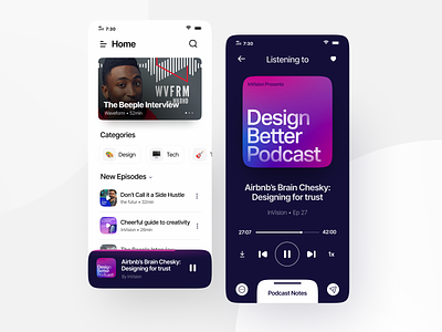 Podcast app app app design design graphic design mobile mobile design podcast app ui ui design uiux ux ux design