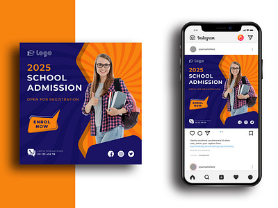 School admission social media post template