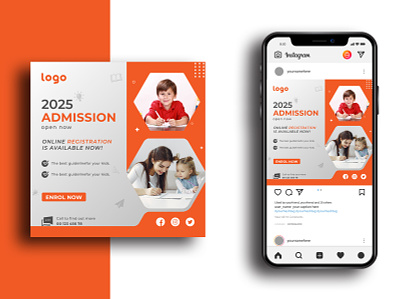 School admission social media post template admission open back to school education banner educational facebook post junior new admission school school poster school template social media university