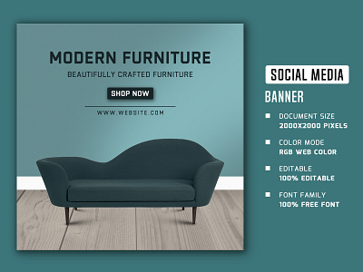 Furniture social media banner and post,