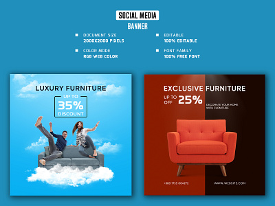 Furniture social media banner and post,