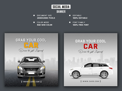 Car social media banner and post