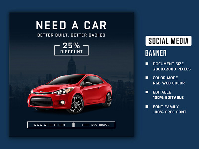 Car social media banner and post