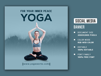 yoga and meditation social media banner and post