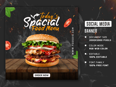 Food social media banner and post