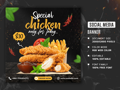 Food social media banner and post