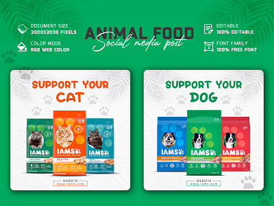 Food social media banner and post animal food