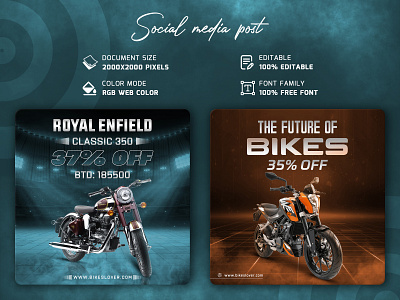 Motorcycles social media post and banner design social media post design price