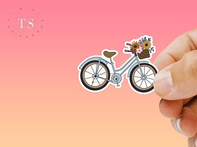 Flower Bicycle Sticker design graphic design sticker