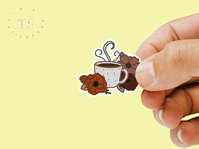 Flower Coffee Cup Sticker design graphic design sticker