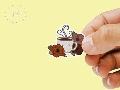 Flower Coffee Cup Sticker