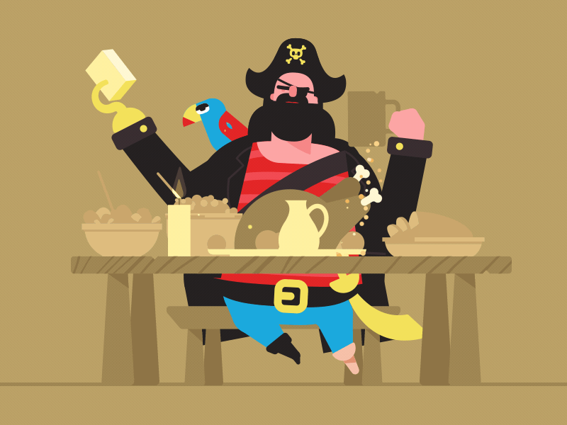 Hungry Pirate eating hungry parrot pirate