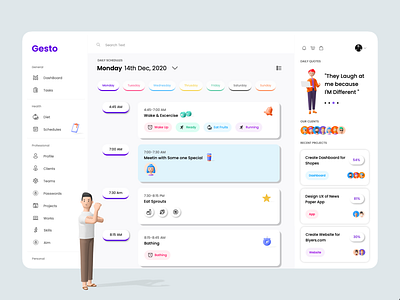 Schedules Manager 3d 3d art app design illustration task manager ui ux vector web