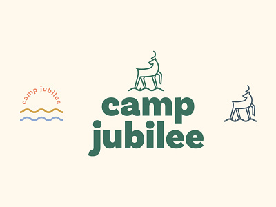 Camp Jubilee branding camp deer jubilee lake logo river summer camp tent water