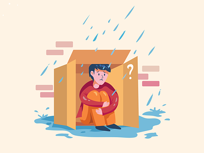Ngumpet - Man Hiding From Rains 404 animation character colorful colorful designs colorful illustration design graphic design illustrations motion not found scene search ui user interface vector