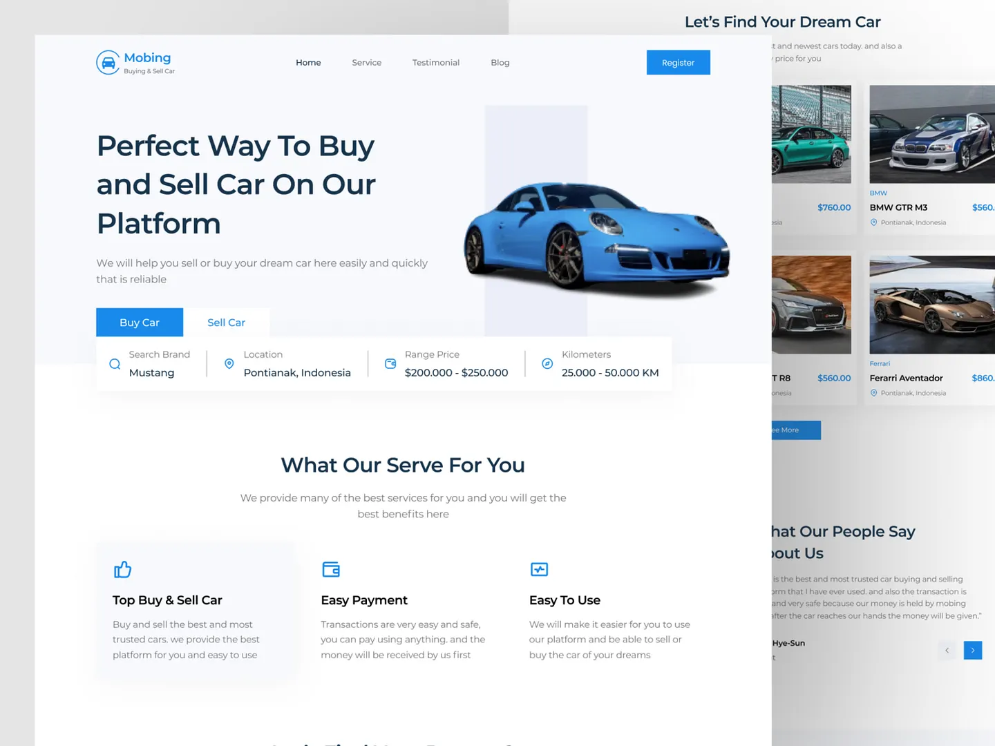 Modern Car Dealership Website Design for Buying and Selling Cars