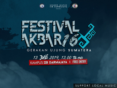 Festival Akbar 16 band blue campus design festival illustration logo music promotion rock and roll smoke sumatra