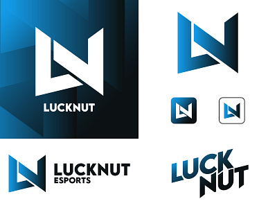 LuckNut Esports black blue branding business design esports icon logo sharp