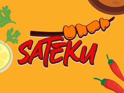 Sateku beverage branding design food fun art icon illustration logo red yellow