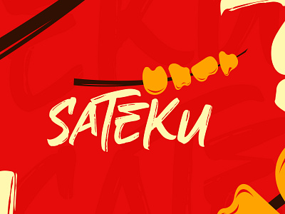 Sateku Alternative branding design flat design icon illustration indonesian food logo red white yellow