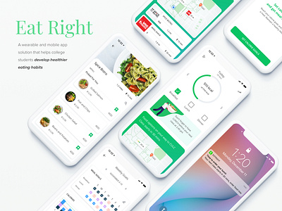 Eat Right App dailyui design food habit tracker map mobile app online ordering ui ux visualization
