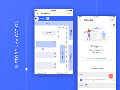 In store navigation app error screen groceries illustration indoor navigation list location map mobile app navigation pickup shopping shopping list ux