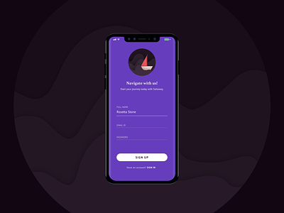 Sign Up page dailyui dailyui 001 dribbble form illuatration iphone mobile app onboarding sailboat sailing ship sign in signup signup form ui