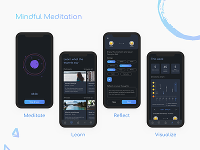 Mindful meditation dailyui dataviz infoviz learning meditation meditation app mobile app reflection ui visualization