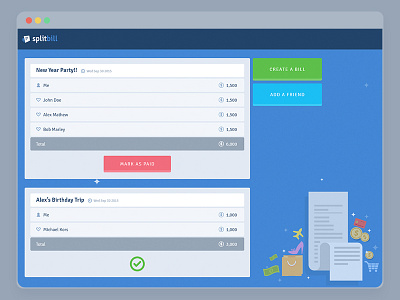 Splitbill - Desktop App Design bill manager dashboard billing dashboard billing interface clean dashboard dashboard