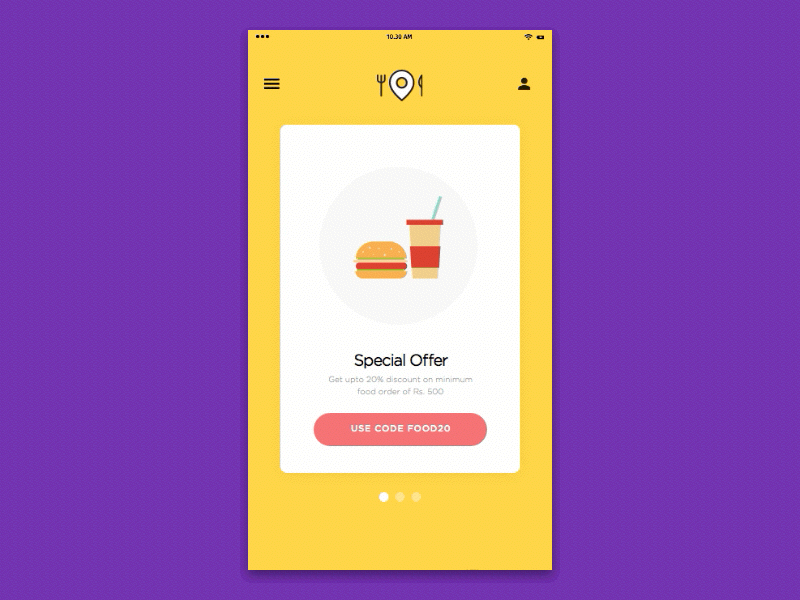 Food Order App Dashboard Interaction