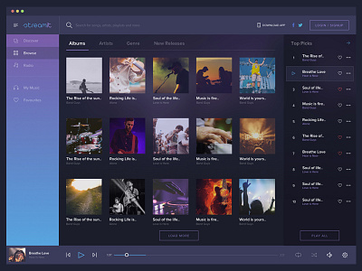 Music Streaming User Interface live streaming music streaming platform music ui music website streaming ui user interface