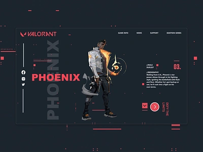 Phoenix VALORANT art design figma illustration minimal typography ui ux valorant web website