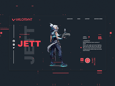 Jett VALORANT art design figma illustration minimal typography ui ux valorant web