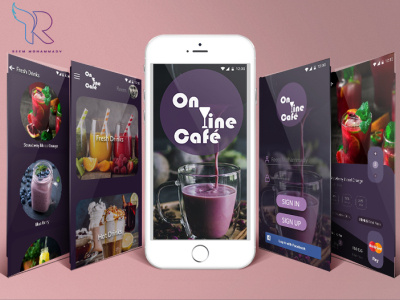 Online Café Mobile App mockup UI/UX 2020 adobe xd adobe xd app apple design freelancer graphic design icon ios app logo mobile app mockup online cafe personal logo photoshop uidesign uiux ux work