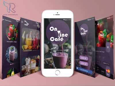 Online Café Mobile App mockup UI/UX 2020