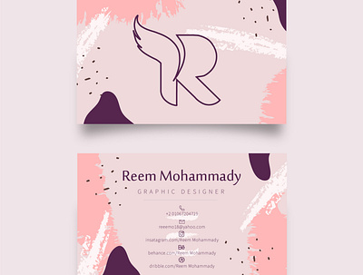 Business Card for R logo mockup for A Graphic Designer 2020 beauty business business card color design freelance freelancer girly graphic design graphic designer illustrator logo logofolio pastel pattern personal logo personal logo photoshop work