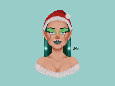 Christmas elf art artist artwork digital digital illustration digitalportrait drawing illustration portrait stylized