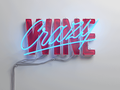 Crazy Wine - neon 3d logo neon tupe type wine