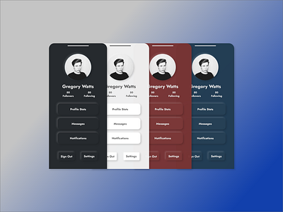 A Profile Control Panel app design minimal ui