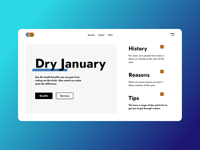 A Dry January Splash design flat minimal ui web website