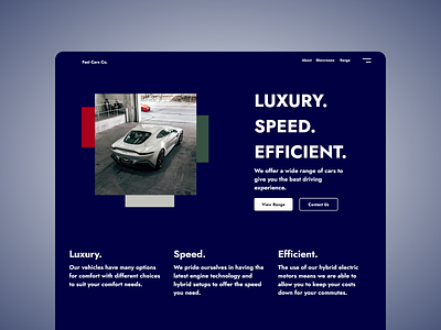 Dark Blue Car Site design flat minimal ui web website
