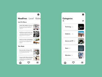 News App app flat minimal news newsfeed typography ui