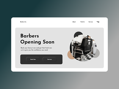Barbers Opening design minimal neumorphism web