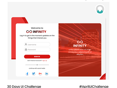 A replica of infinity sign-up Page