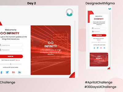 Web and Mobile version of Infinity landing page