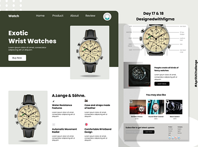 Landing Page for exotic wrist watches branding design icon illustration logo minimal oke typography ui ux