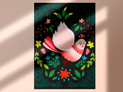 Lady Bird Gamayoun artwork bird canvas print canvas wall art design folk folk art folkart gamayoun illustration minimal vector