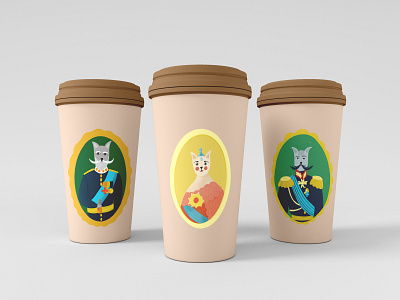 Royal Coffee Cats artwork design folk illustration illustrator vector